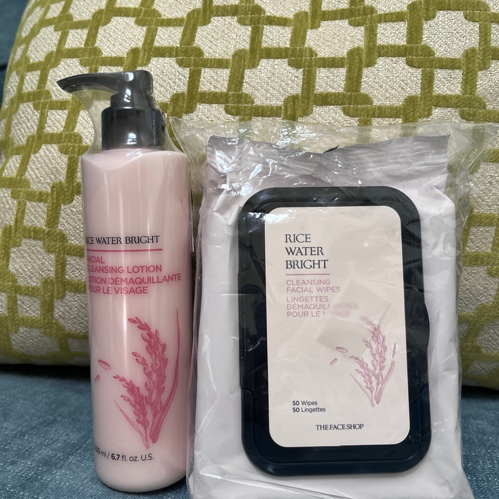 Avon Rice Water Bright Cleanser Set - cleanser lotion & makeup remover wipes
